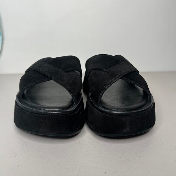 Free People Black Suede Leather Asbury Flatform Slides Size 7.5 - Picture 4 of 10